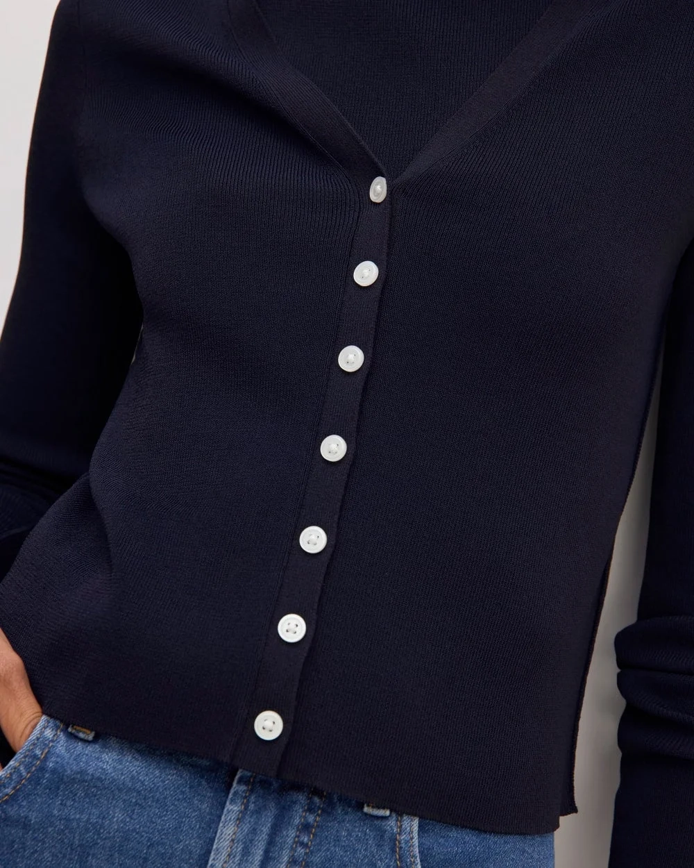 The Viscose Knit Cardigan | Navy (5)