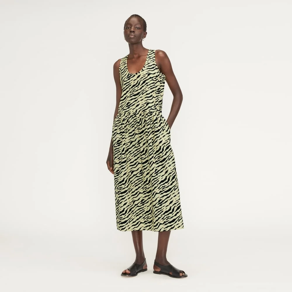 The Poplin Summer Dress | Pale Yellow Tiger Stripe