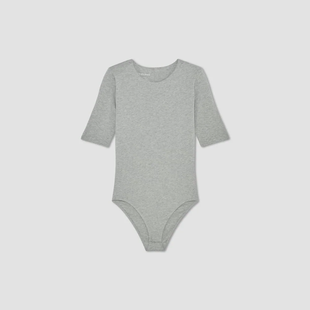 The Short-Sleeve Crew Neck Bodysuit | Heathered Grey | Bikini (4)