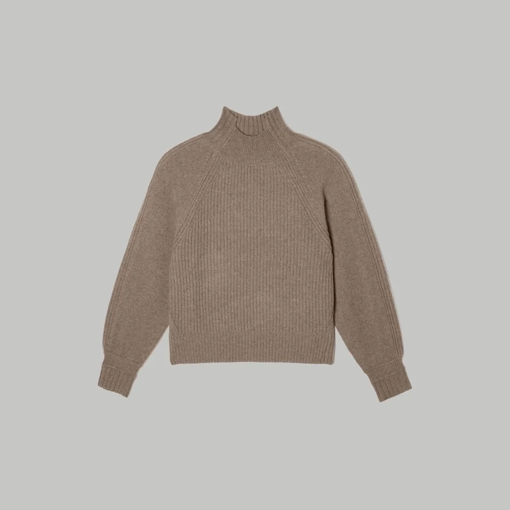 The Cashmere Ribbed Turtleneck | Heathered Taupe Grey (4)