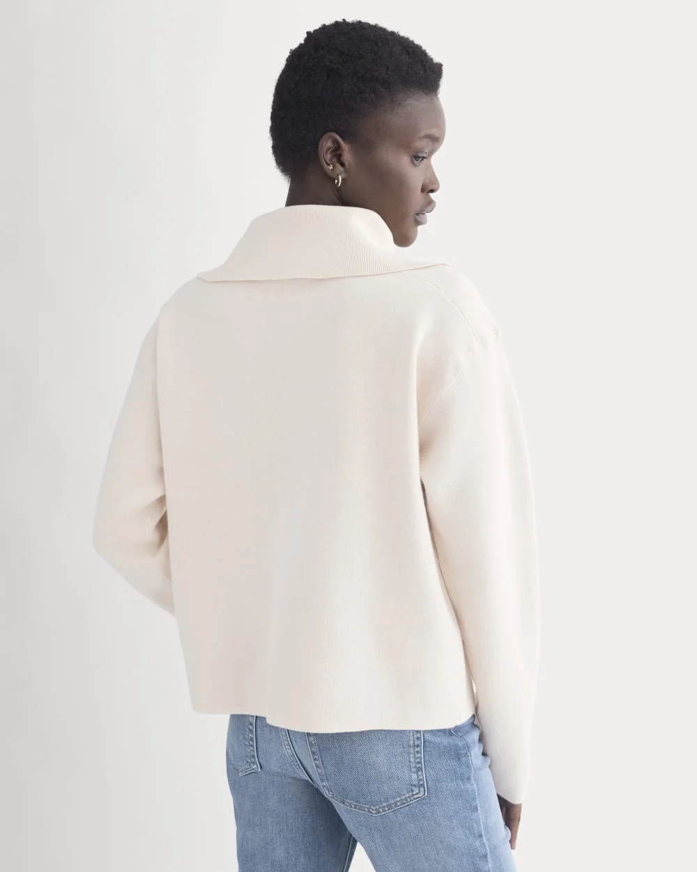 Double Knit Half-Zip in Cotton Merino | Bone/Cream/Sand/Light Camel (4)