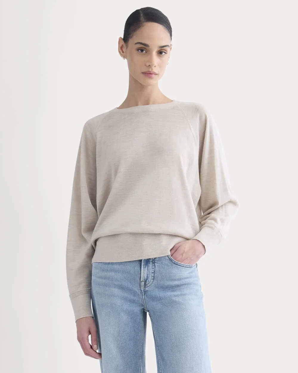 Raglan Sweater in Ultrasoft Merino | Heathered Oat