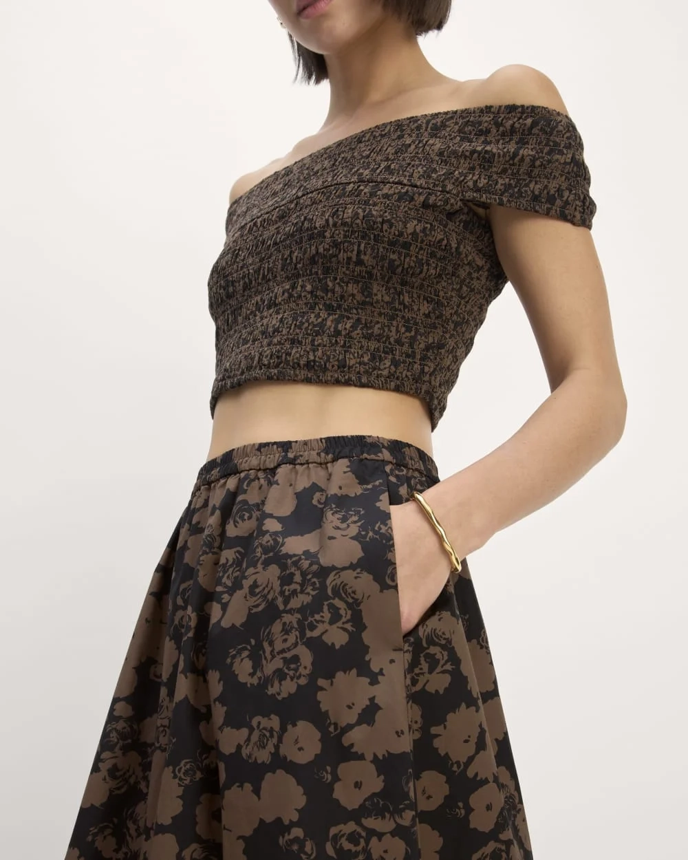 The Supima® Pull-On Maxi Skirt | Black / Cocoa Floral (4)