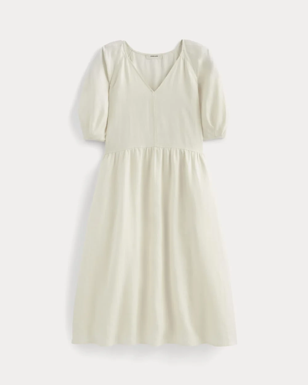 The Linen Oversized Puff-Sleeve Dress | Bone (3)