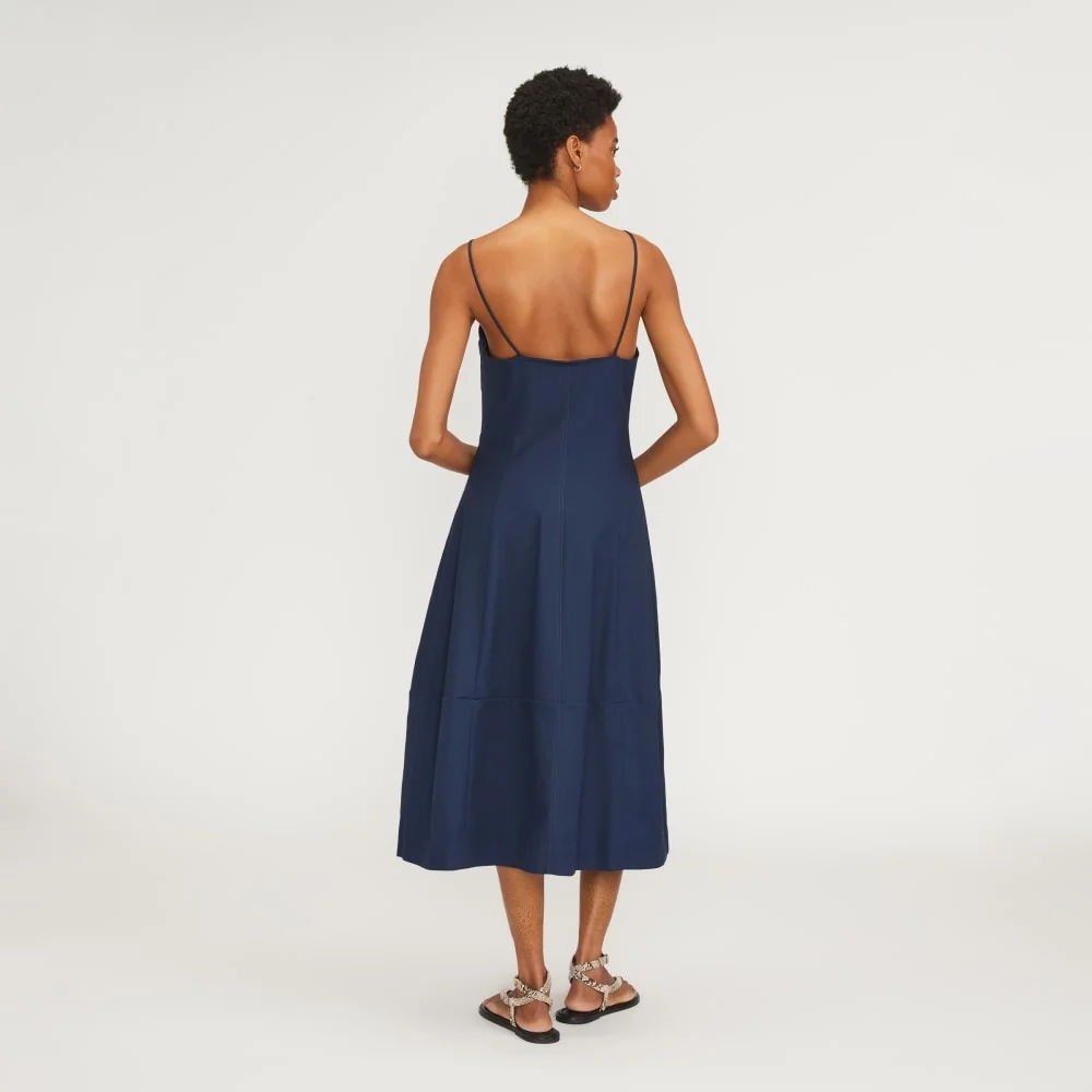 The Structured Cotton Bell Dress | Navy (2)