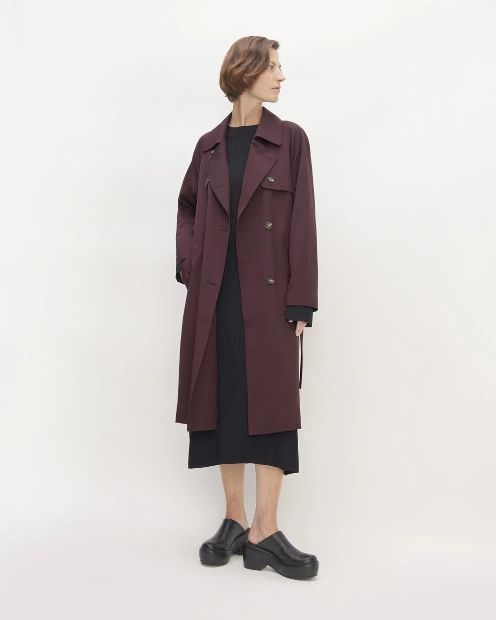 The Italian Wool Modern Trench | Burgundy