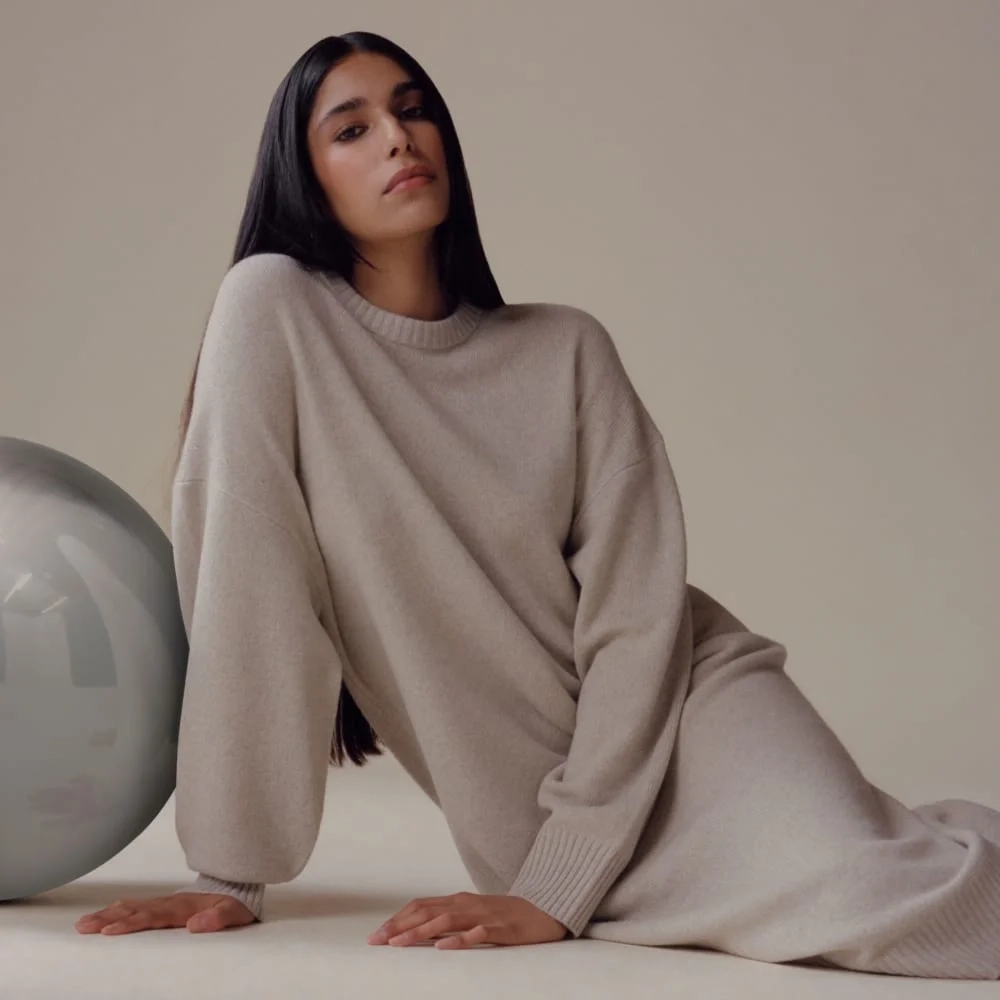 The Cashmere Midi Dress | Pale Heather Grey (6)