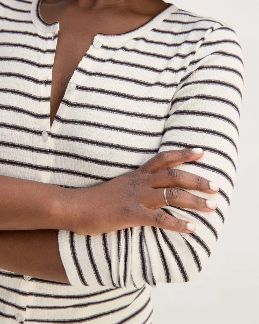 The Vintage Rib Cardigan | Bone / Black (4)