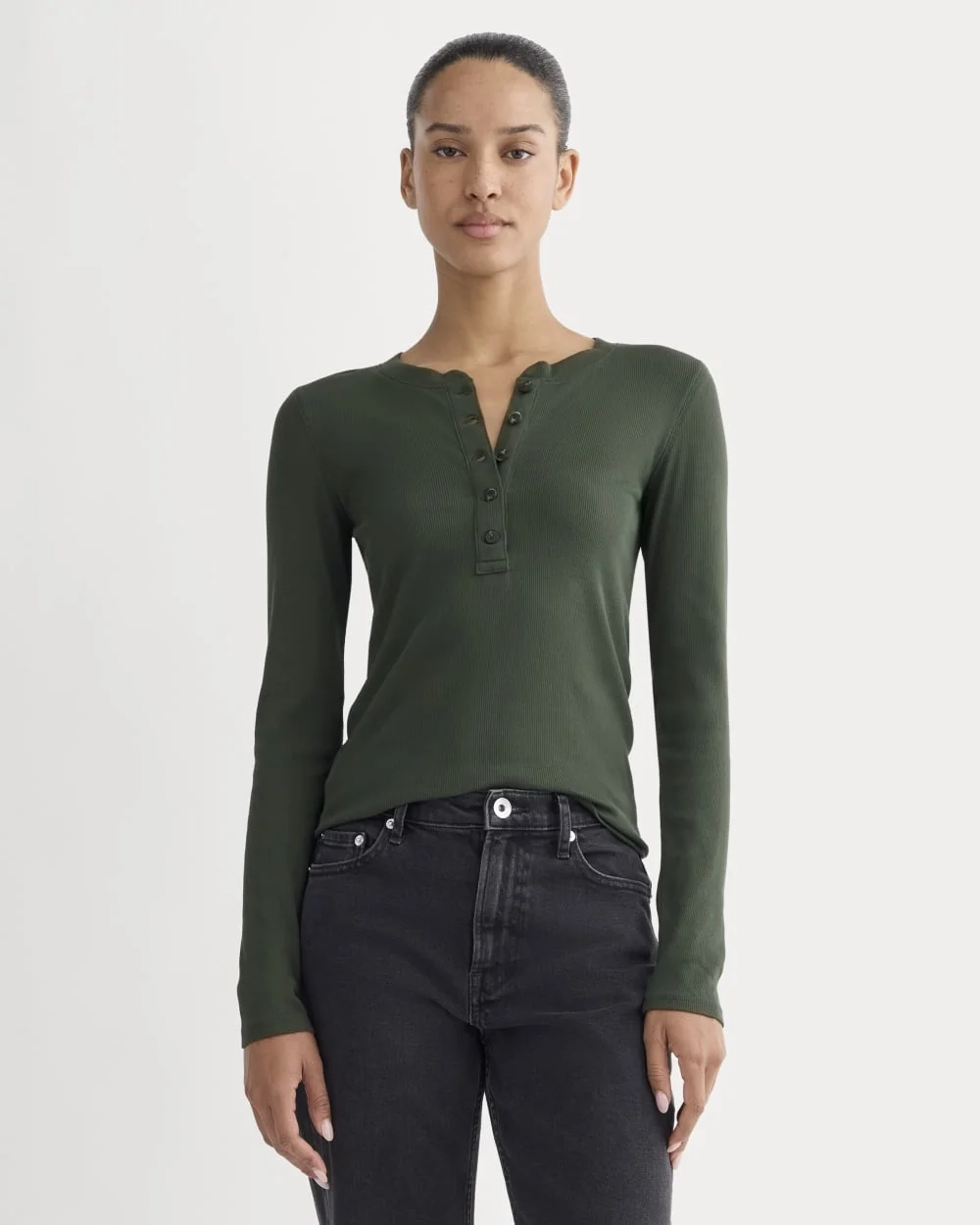 The Luxe Rib Henley | Dark Forest