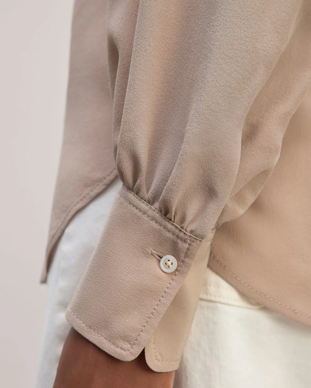 The Henley Shirt in Washable Silk | Burnt Sugar (3)