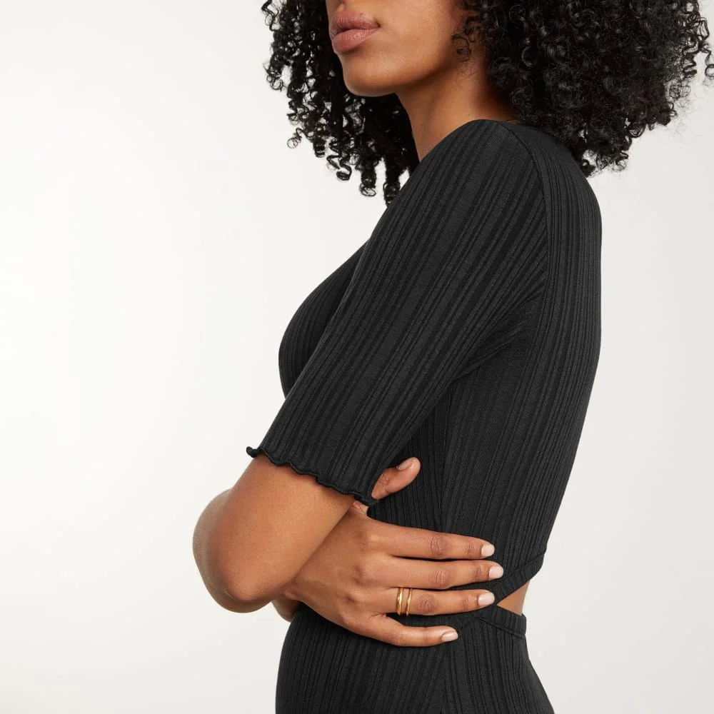 The Open Back Rib Dress | Black (4)