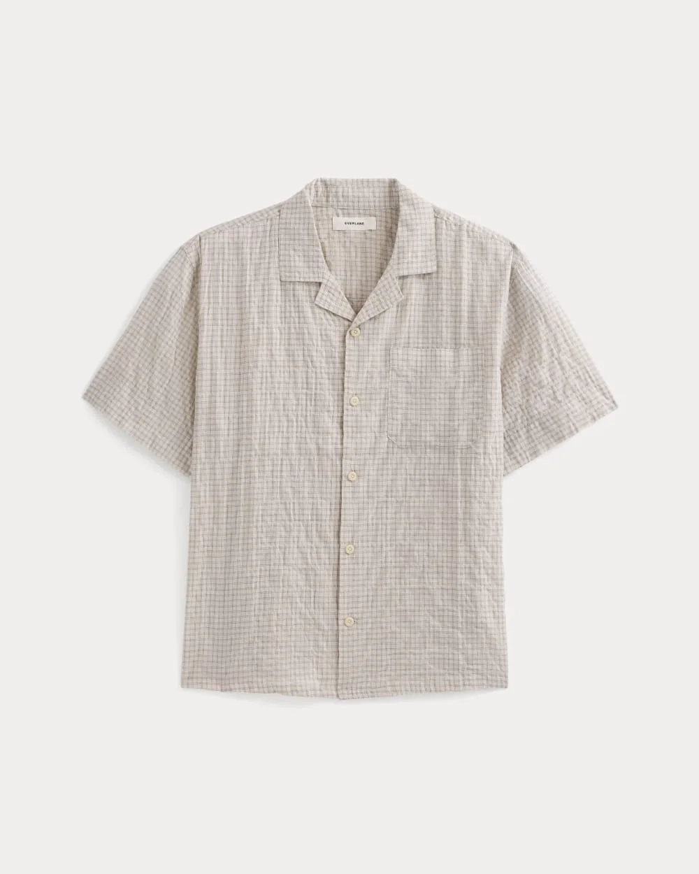 Textured Voile Resort Shirt | Natural Plaid (2)