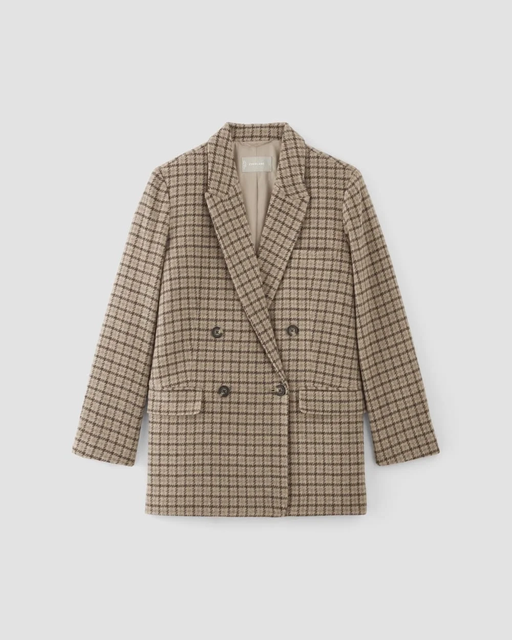 The ReWool® Double-Breasted Blazer | Beige Houndstooth (4)