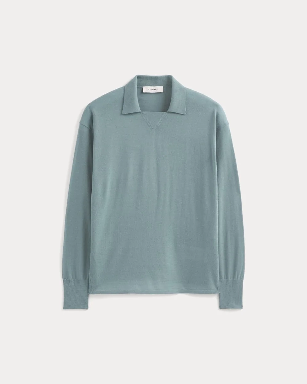 Oversized Polo in Ultrafine Merino | Gray Mist (3)