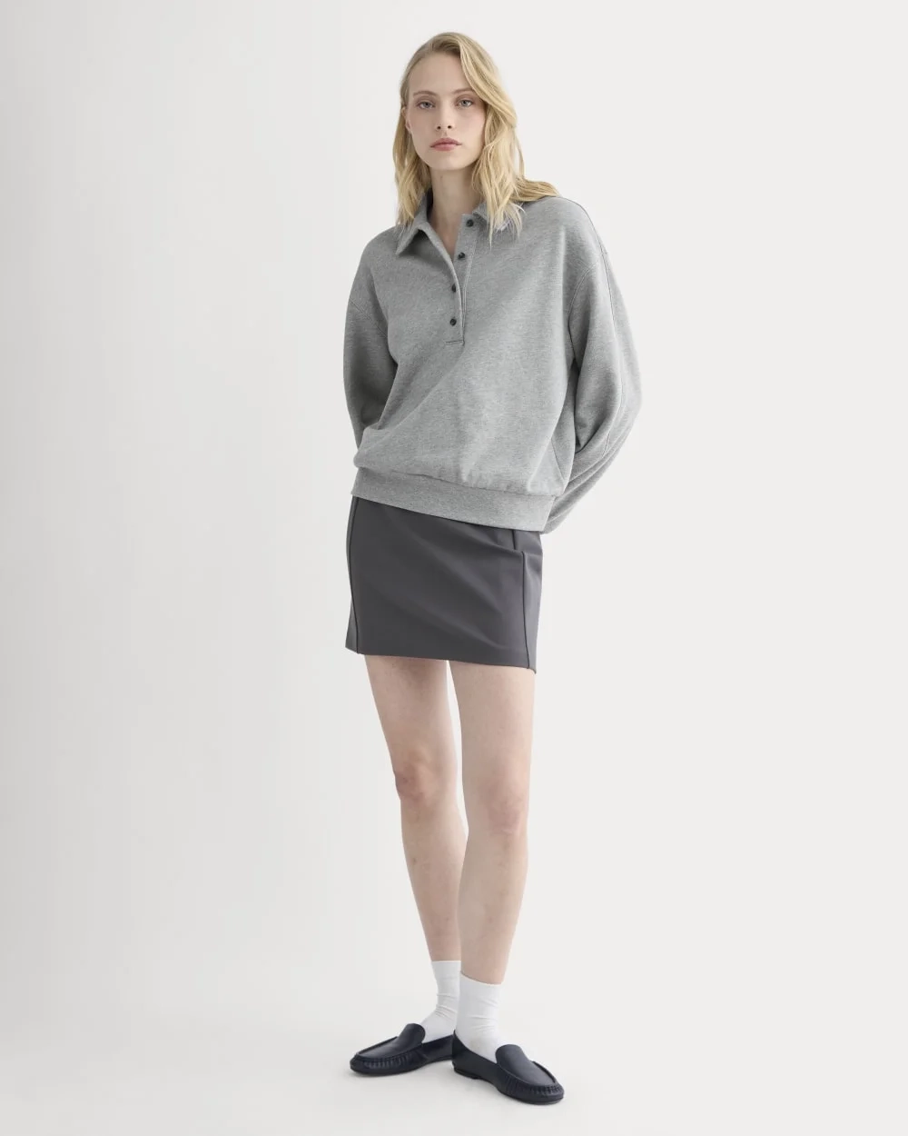 Lightweight Terry Polo Sweatshirt | Vintage Heather Grey (3)