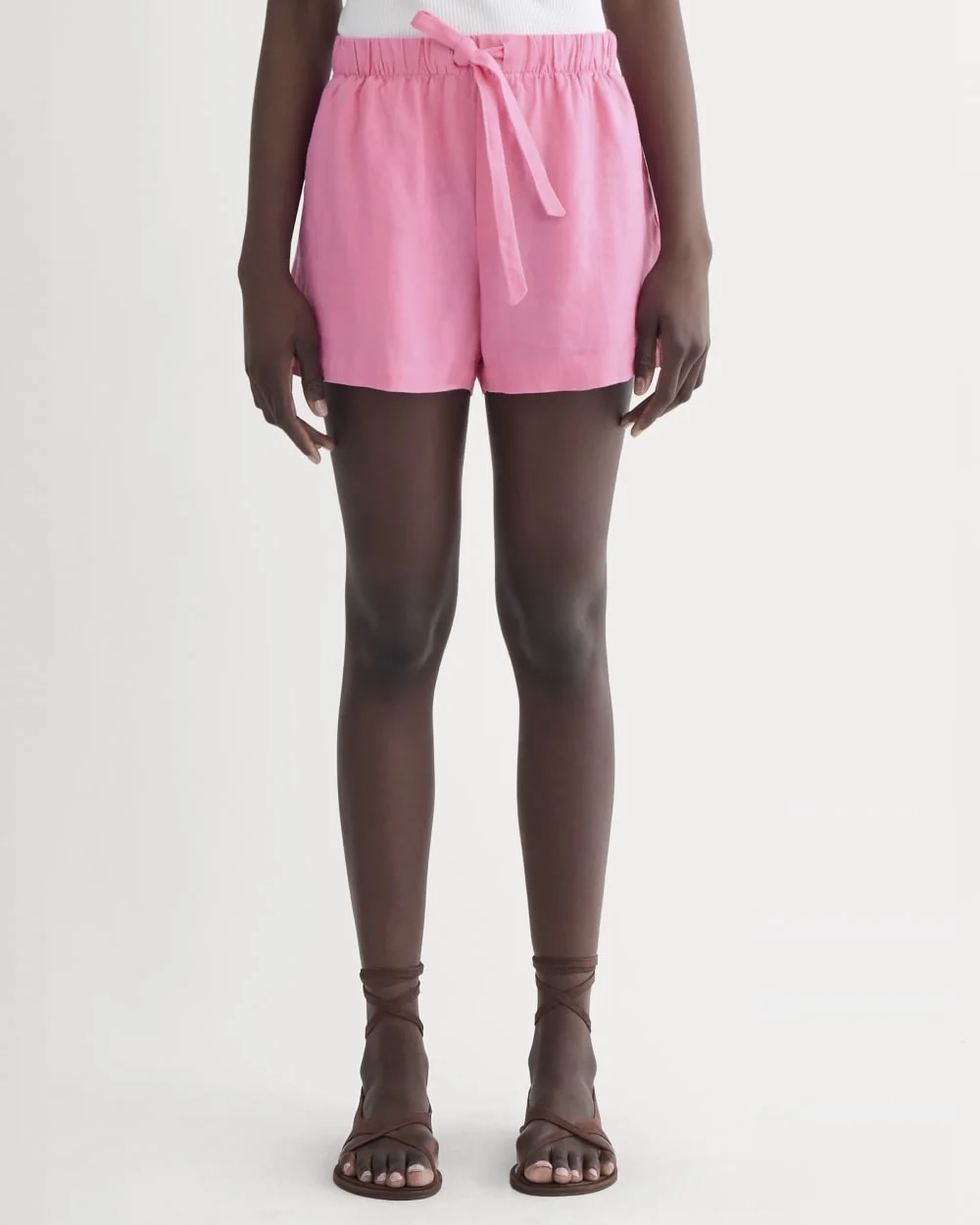 The Drawstring Boxer Short in Linen | Deep Pink (4)