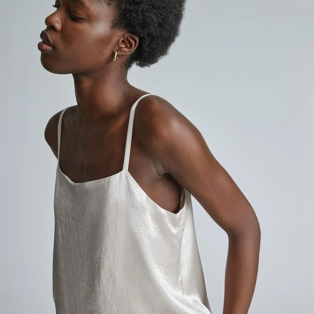 The Satin Square-Neck Slip Dress | Cream (4)