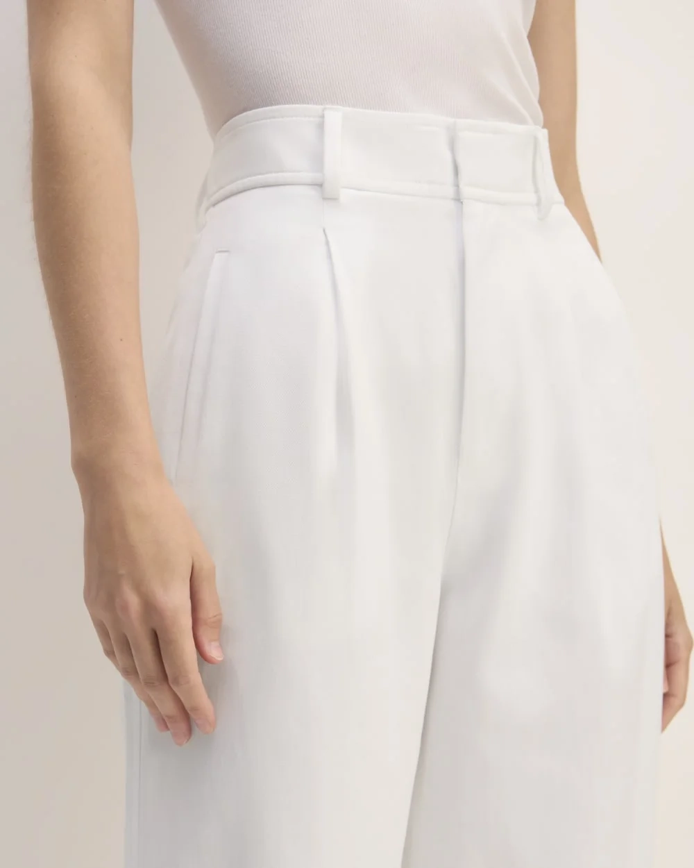 The Draper Pleated Pant in Buttersmooth | White | 32" Inseam (5)