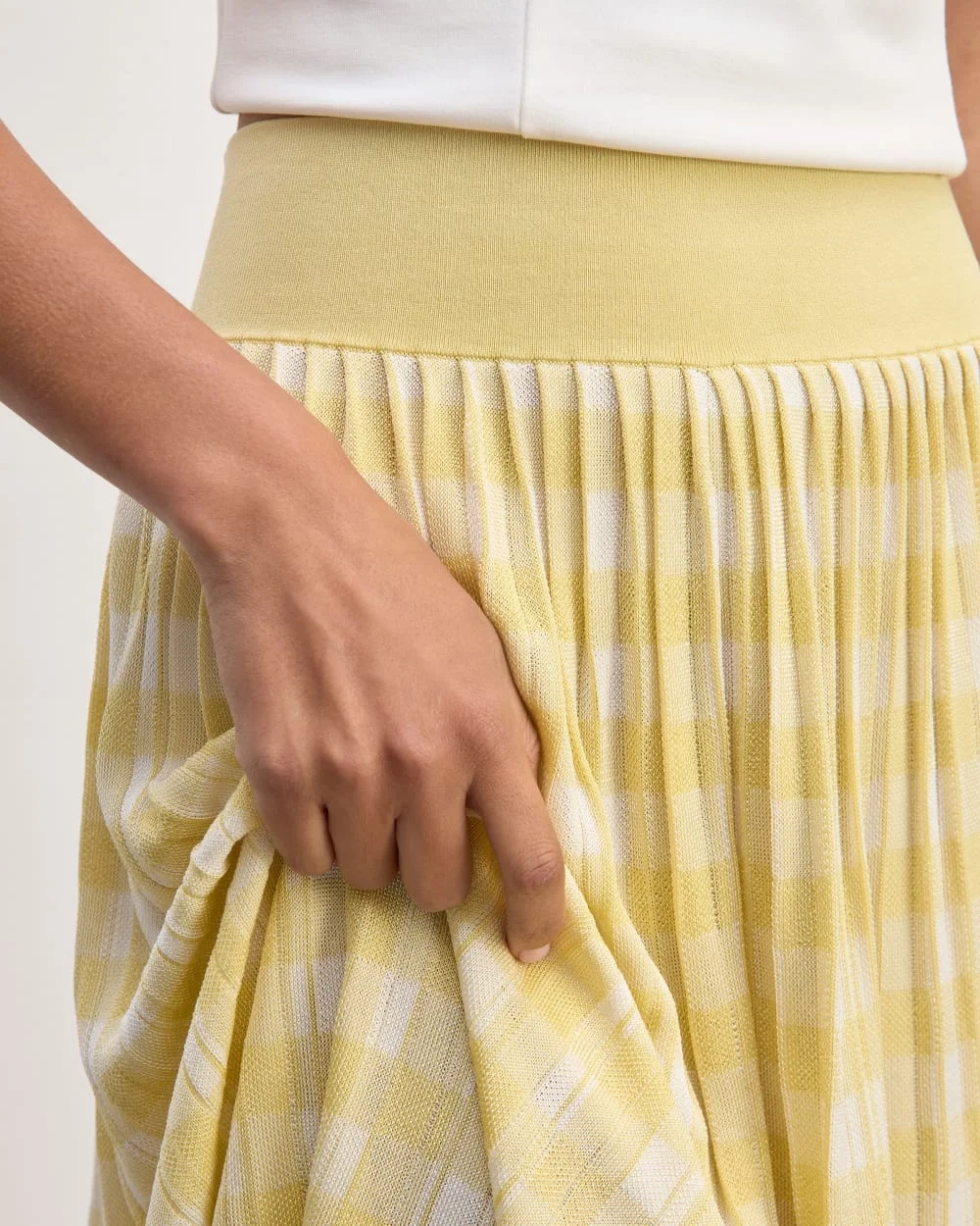 The Pleated Skirt | Bone / Parsnip Gingham (2)