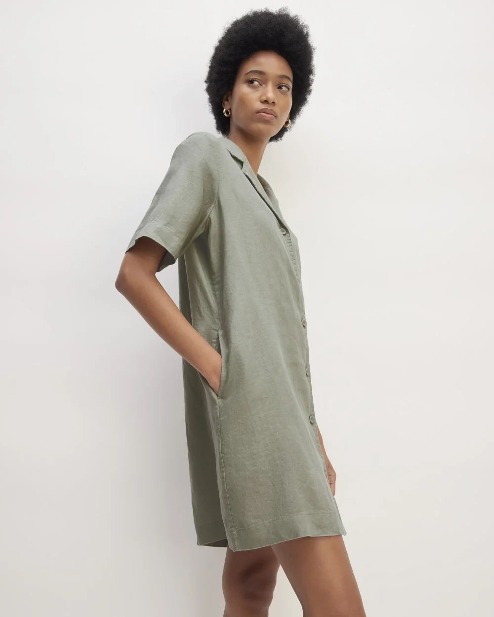 The Shirtdress in Linen | Sage Green (2)
