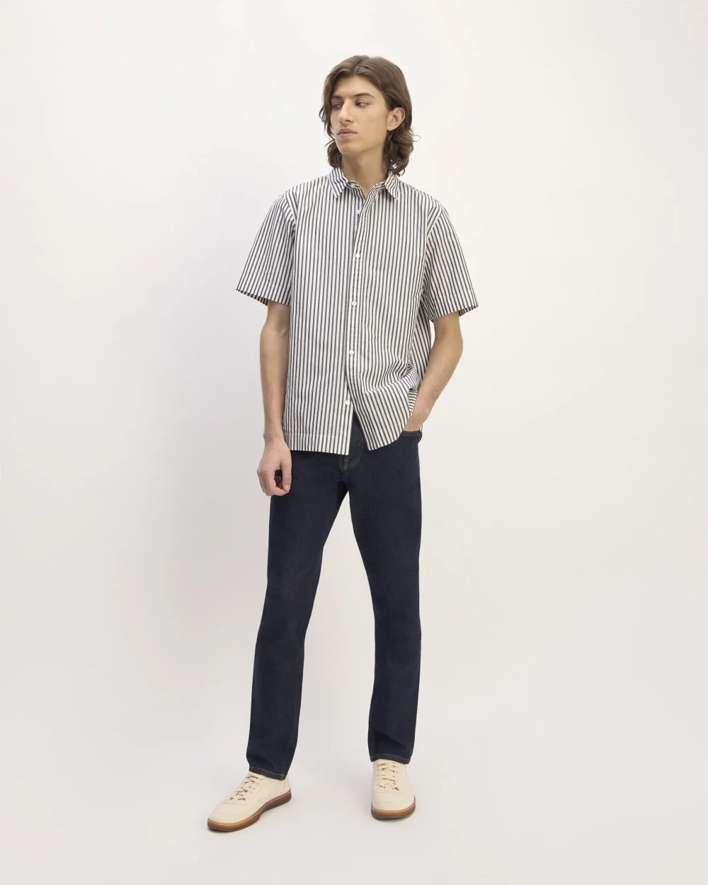 The Supima® Short-Sleeve Poplin Shirt | Optic White / Black (3)