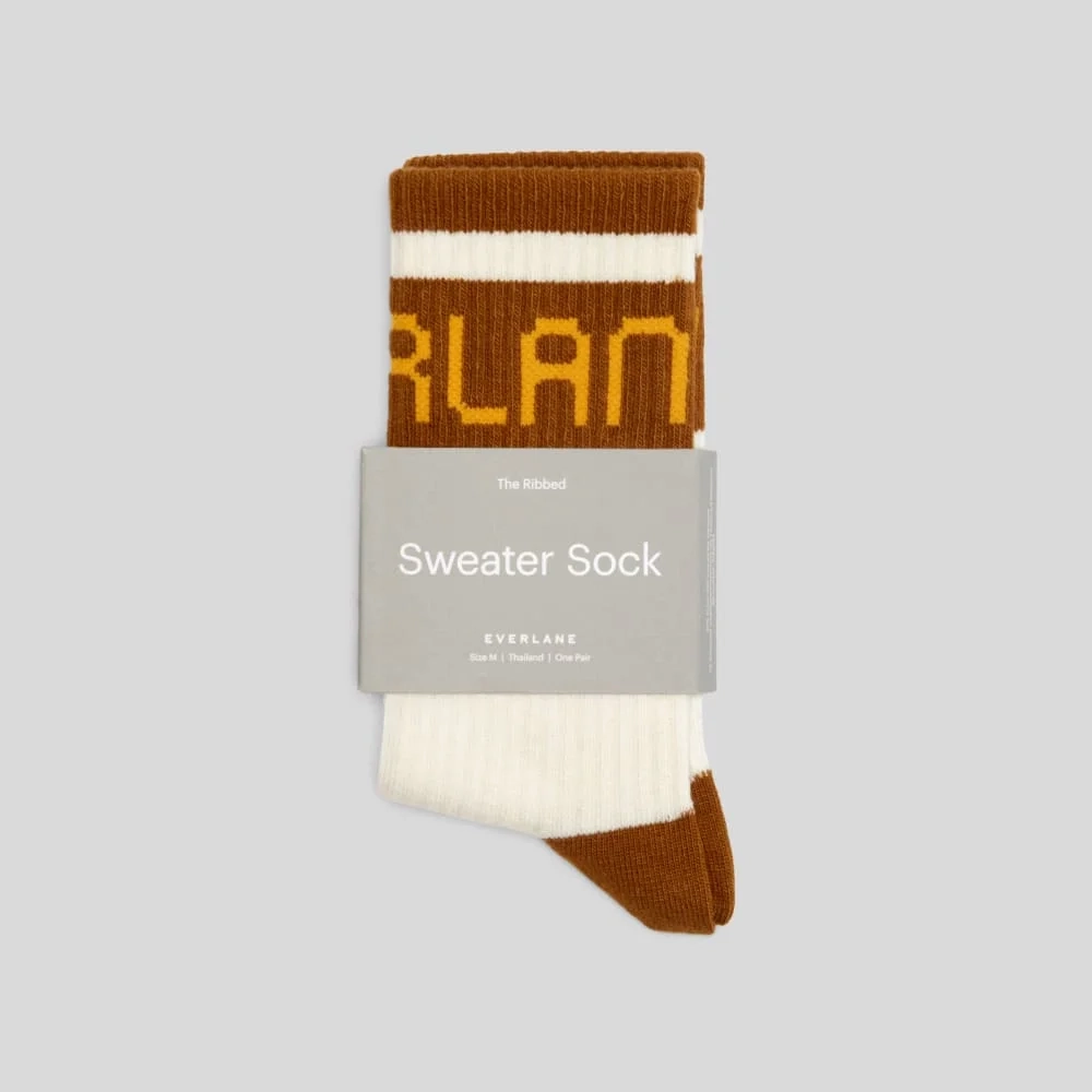The Ribbed Sweater Sock | Tapenade / Canvas Tan (2)