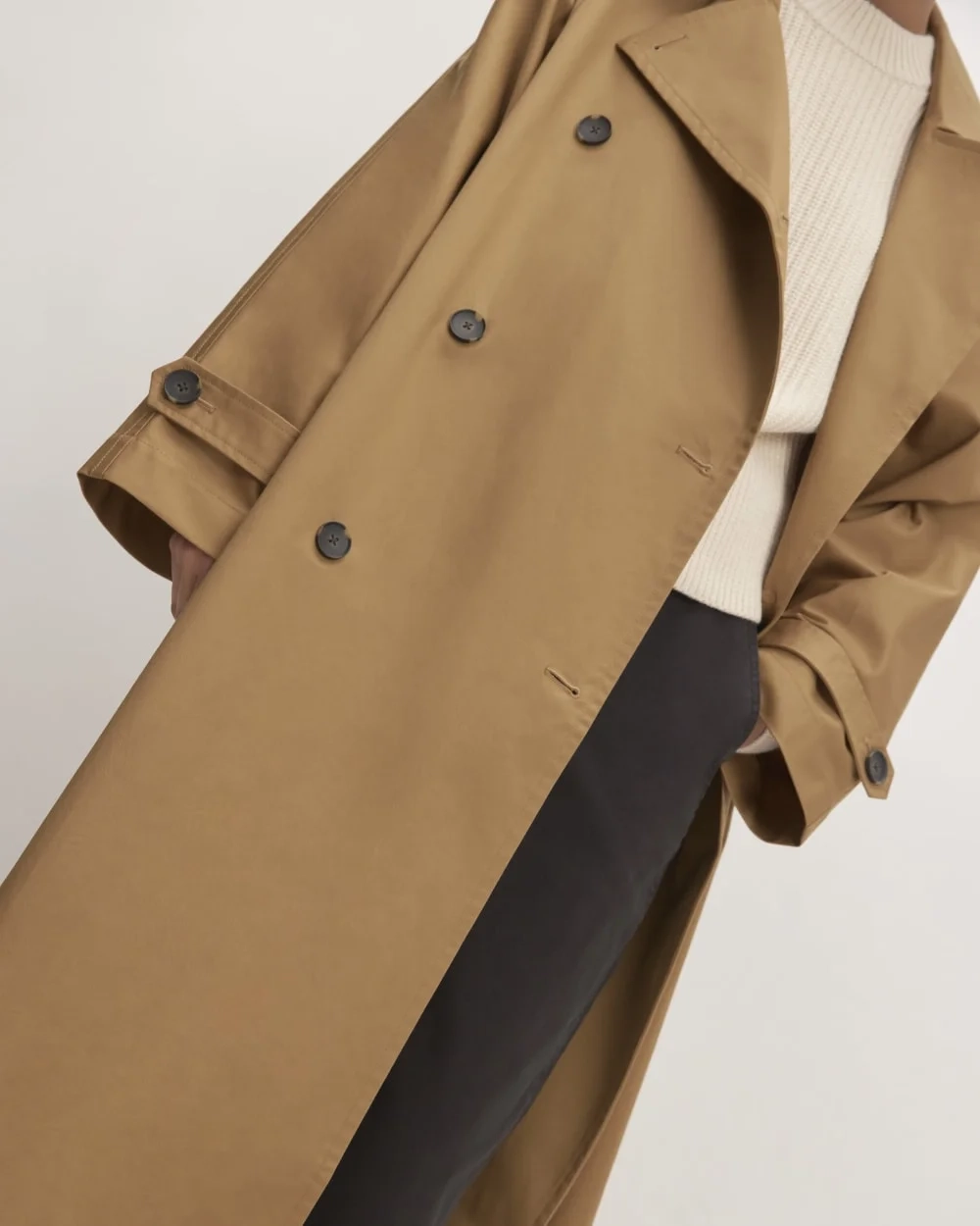 The Cotton Long Trench Coat | Toasted Coconut (2)