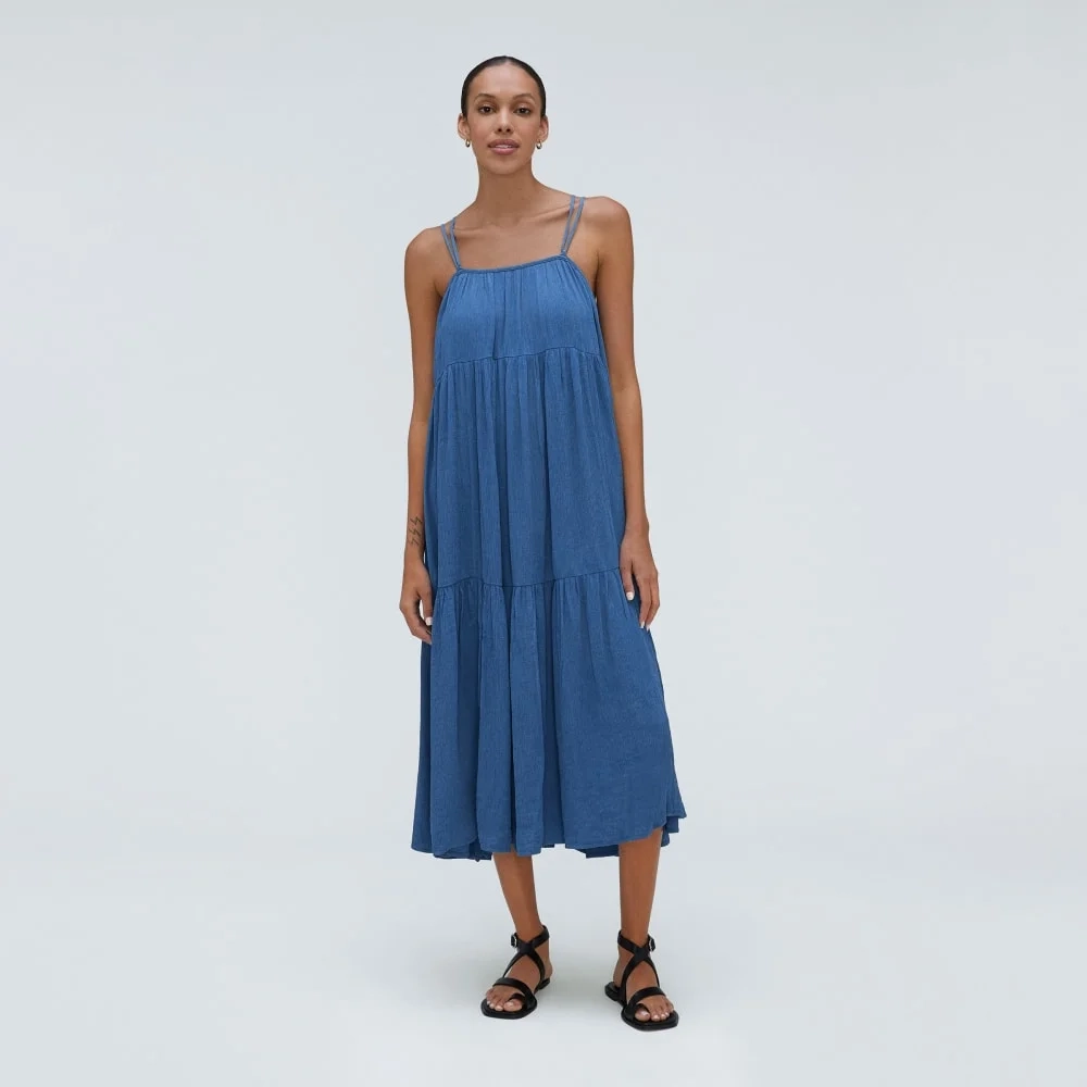 The Naia™ Ripple Tiered Maxi Dress | Deep Blue (3)
