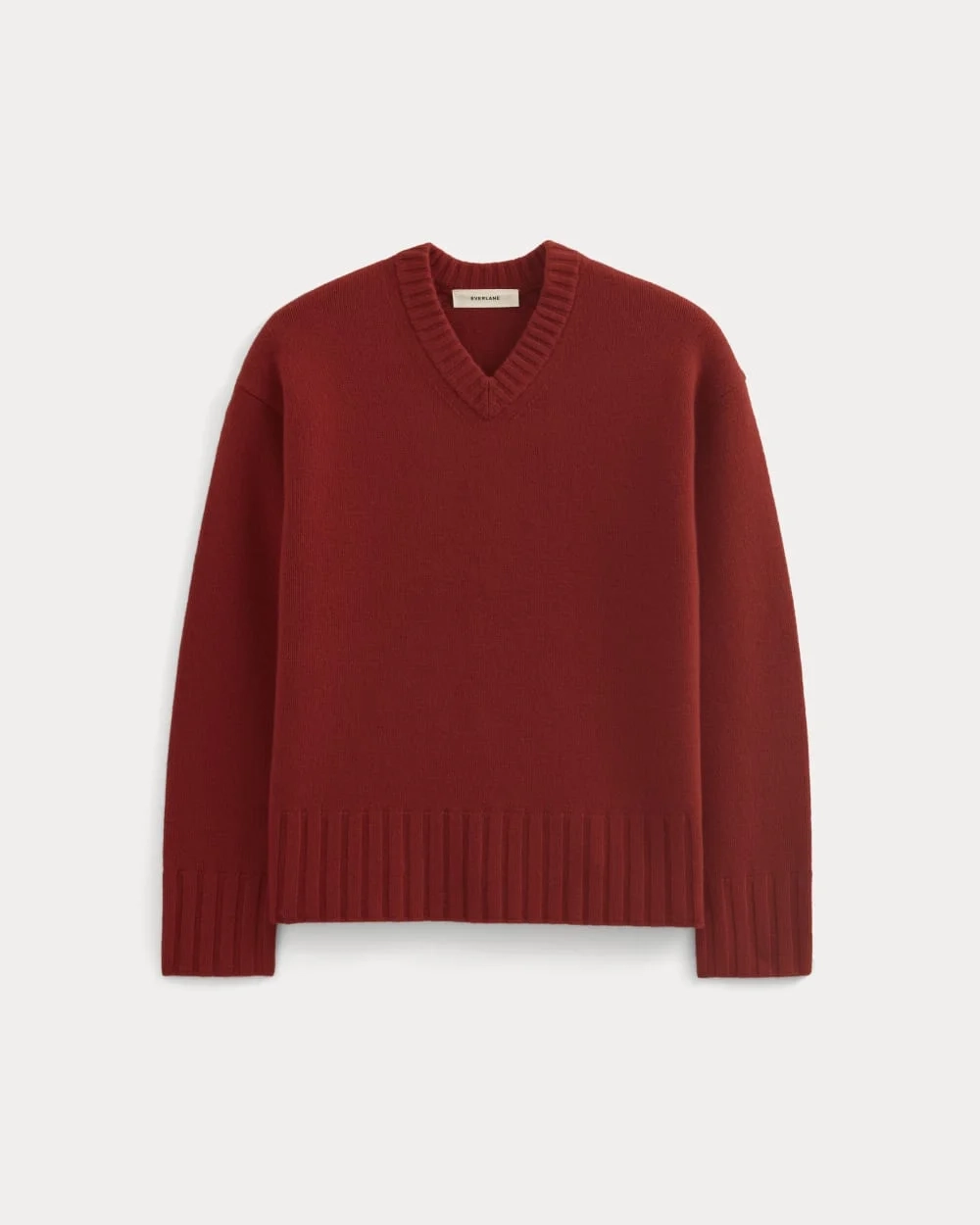 V-Neck Sweater in Extrafine Luxe Merino | Berry Red (4)