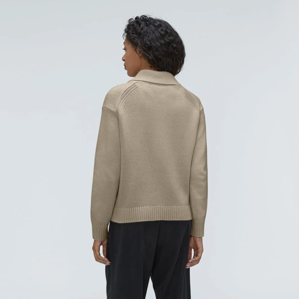 The Cotton Chore Sweater Jacket | Trench Coat Khaki (4)