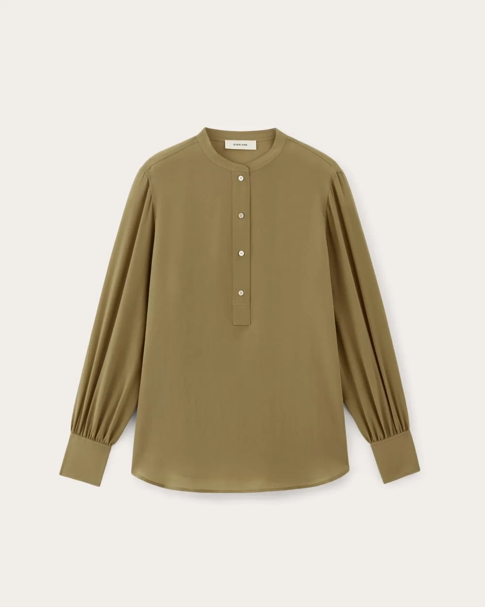 The Henley Shirt in Washable Silk | Fennel Seed (4)