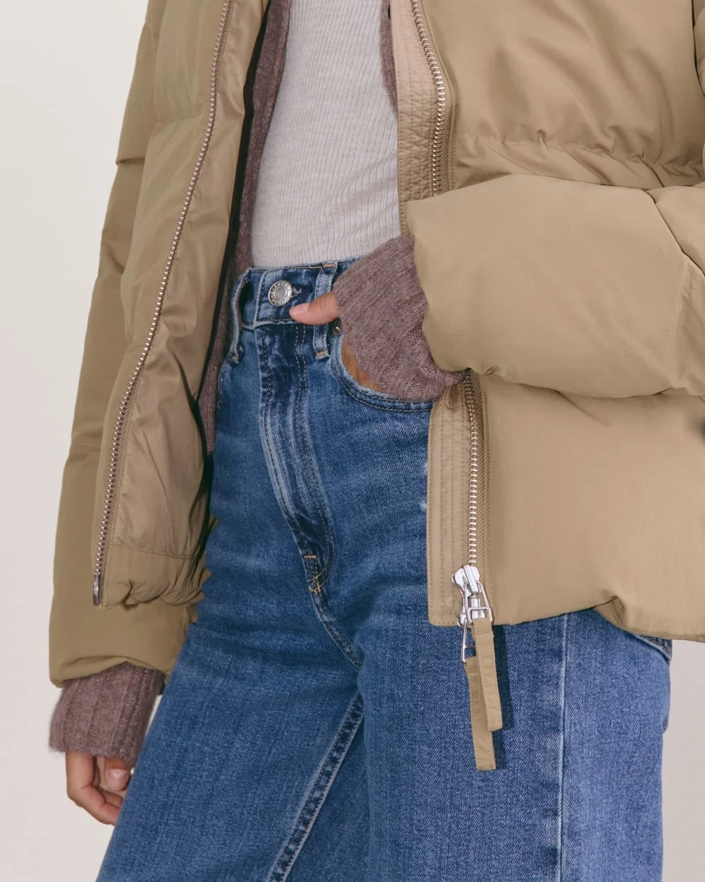 The Puffer Bomber | Taupe Grey (4)