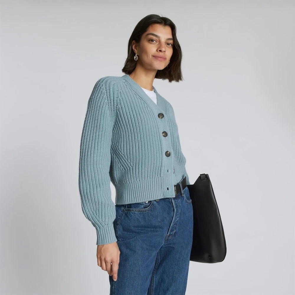 The Texture Cotton Cardigan | Blue Shadow (4)