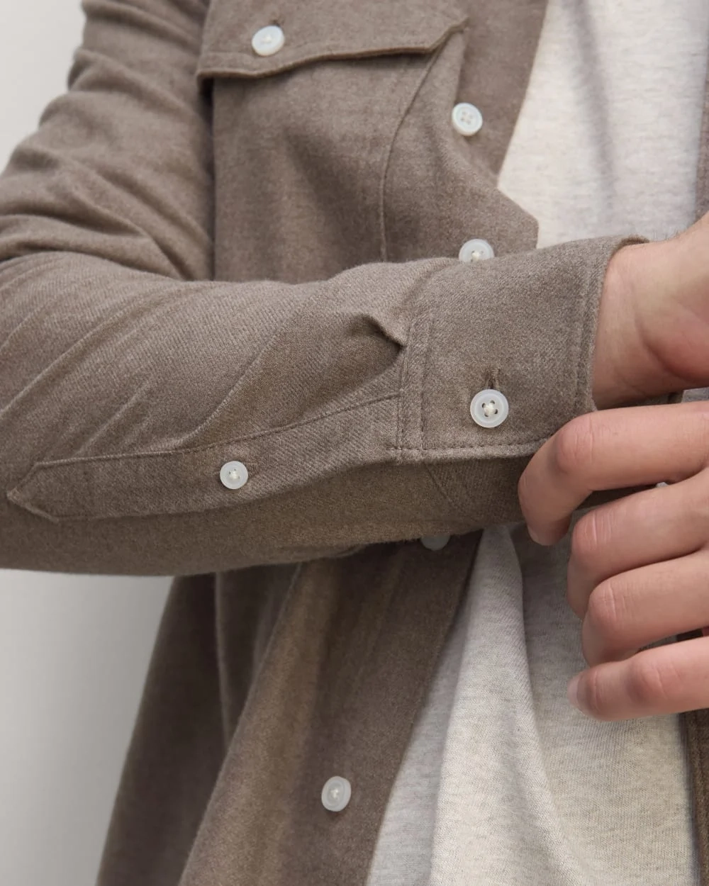 The Brushed Flannel Shirt | Taupe Melange (5)