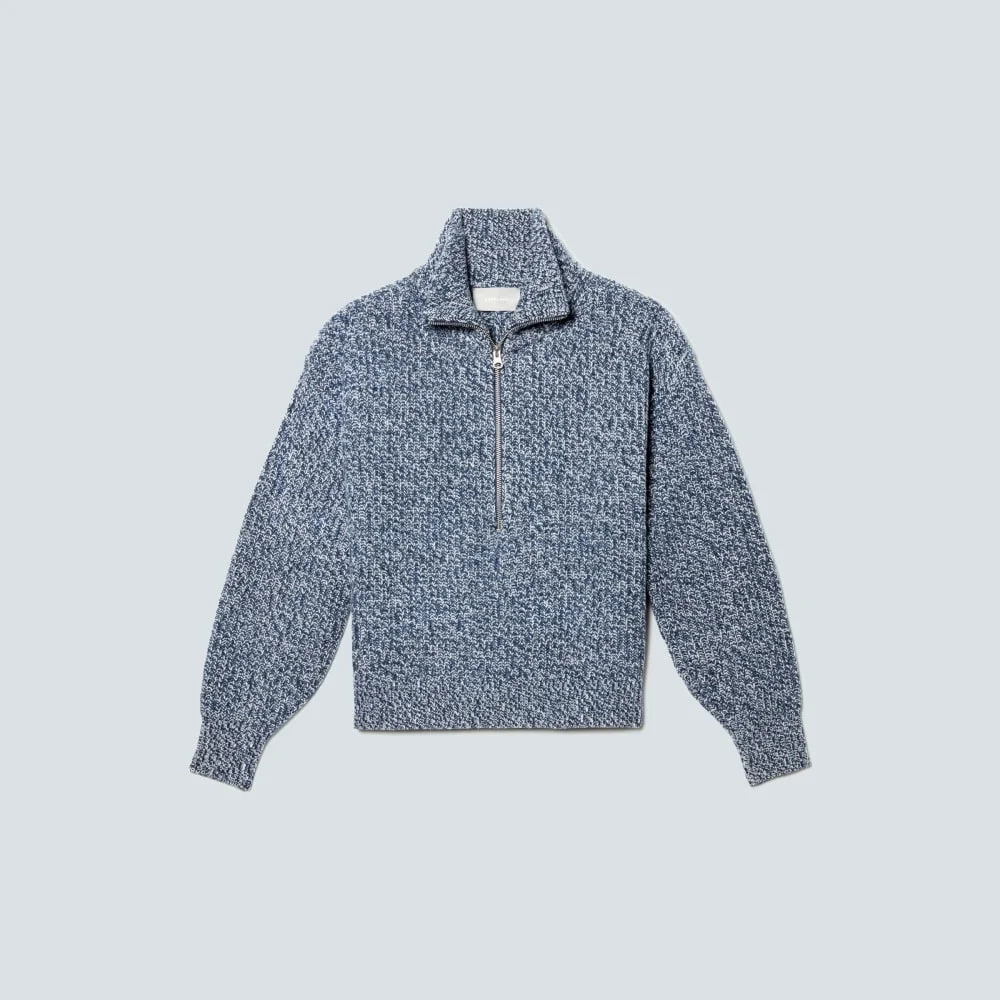 The Half-Zip Sweater in Luxe Merino | Dark Mallard / Oat Twist (4)