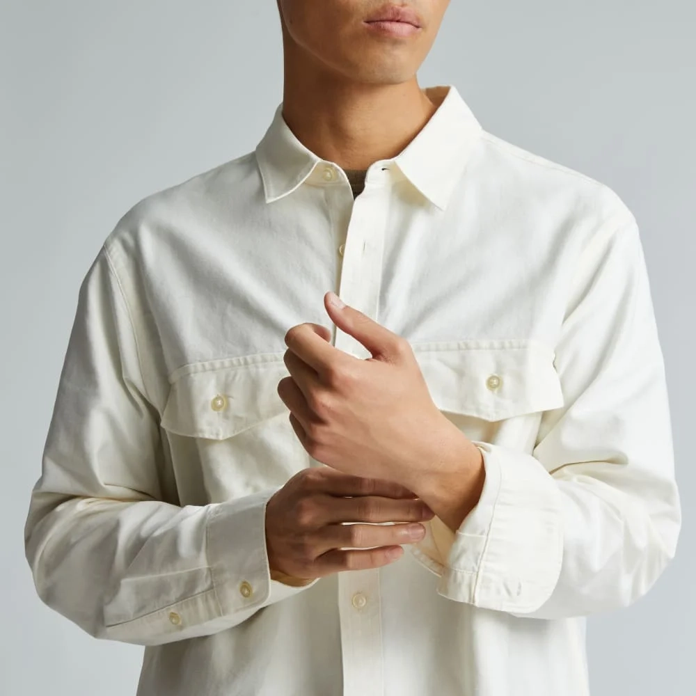 The Organic Oxford Relaxed Utility Shirt | Bone (3)