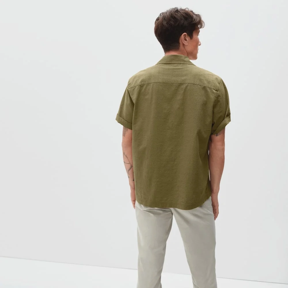 The Seersucker Short-Sleeve Shirt | Olive (3)
