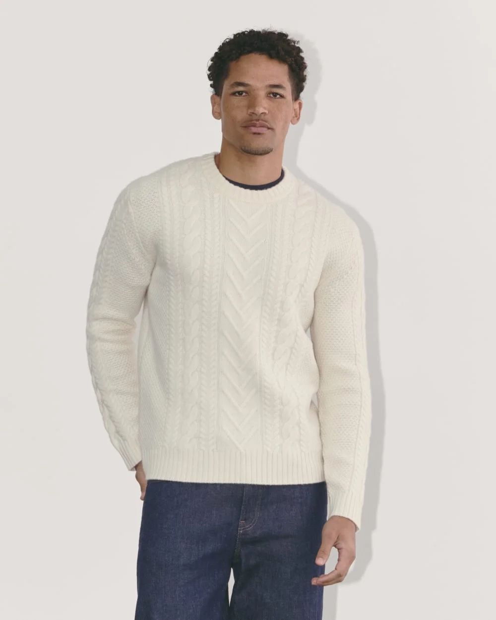 The Felted Merino Cable-Knit Crew | Bone (4)