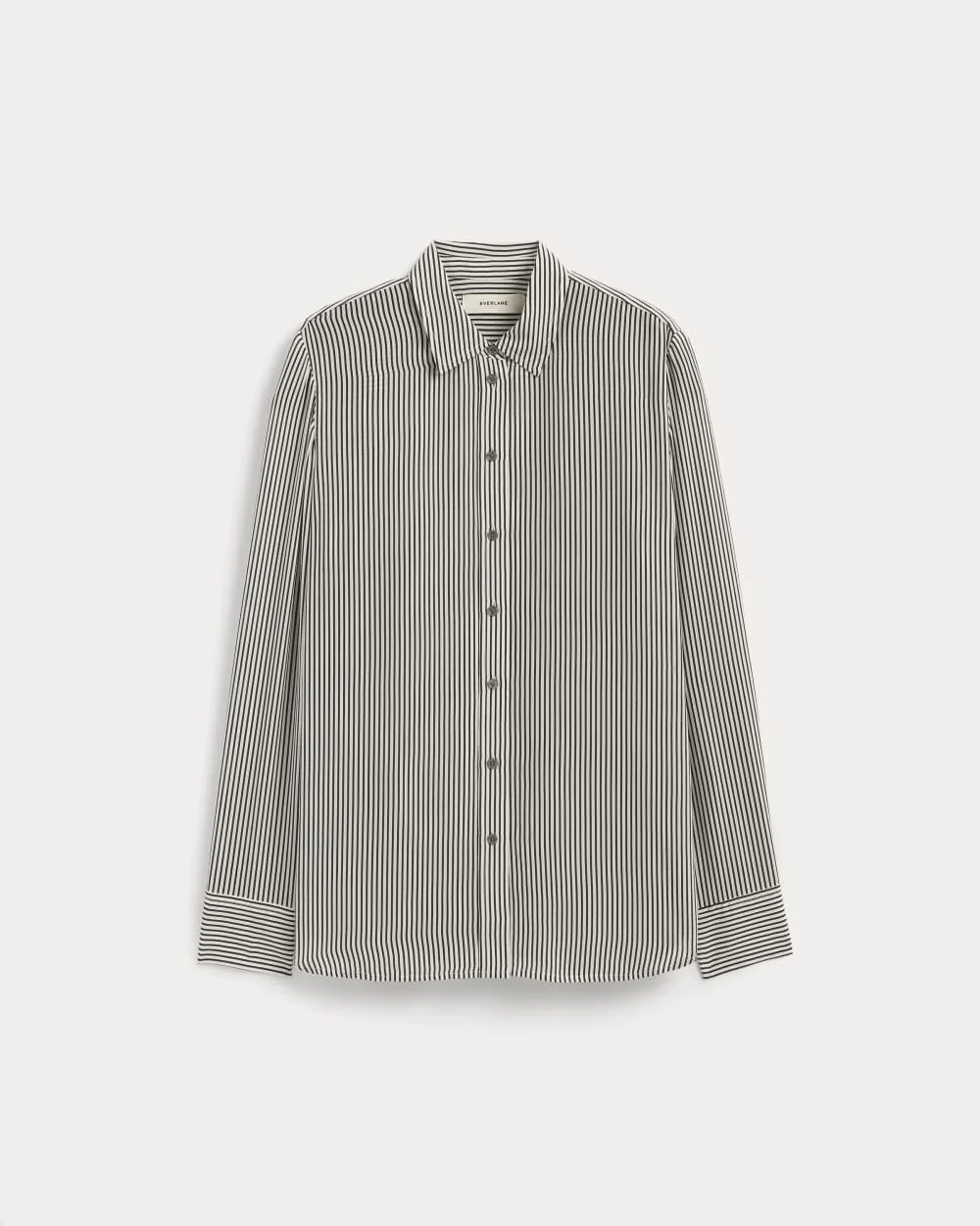 The Must-Have Shirt in Washable Silk | Black Micro Stripe (5)