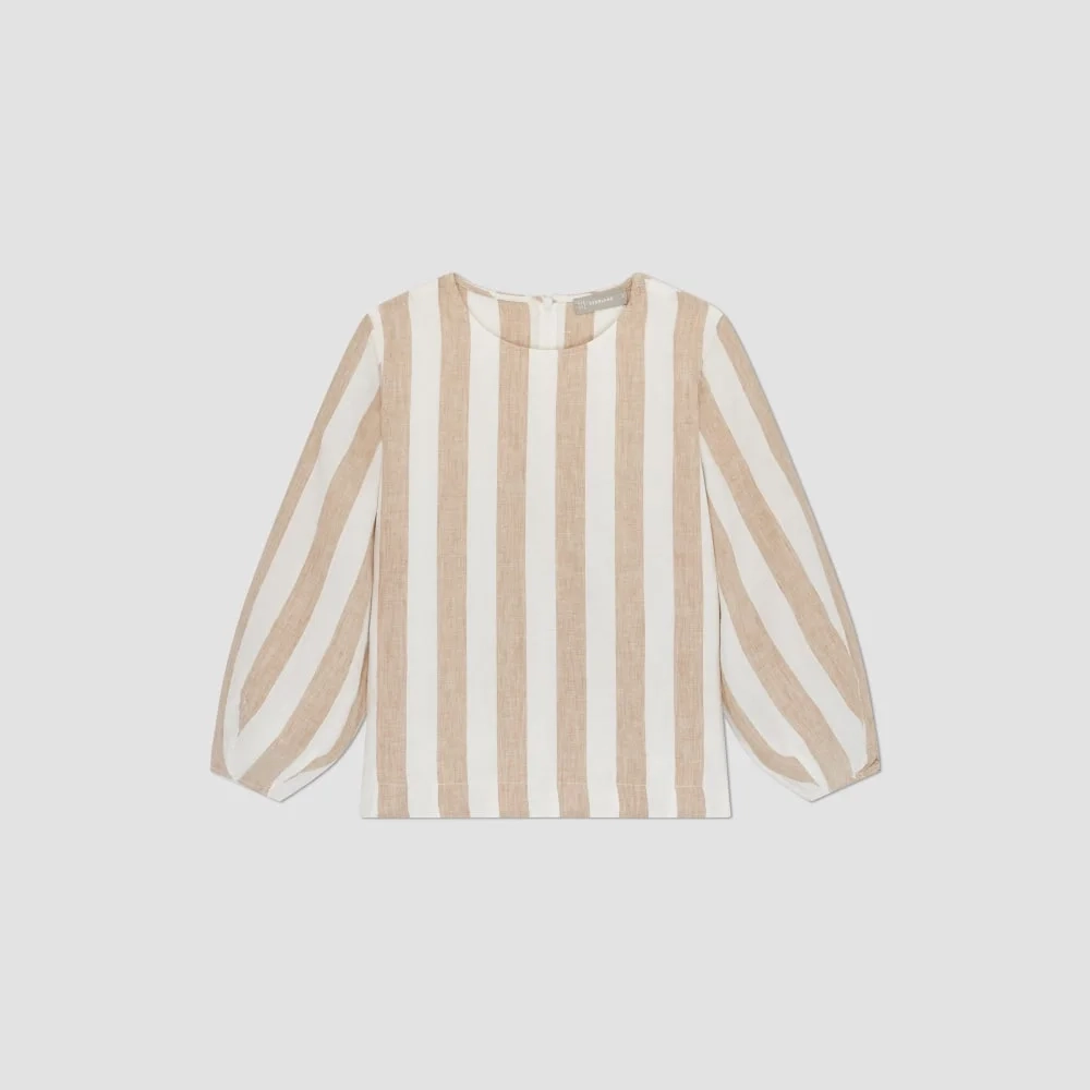 The Linen Long-Sleeve Top | Bone / Caramel (4)