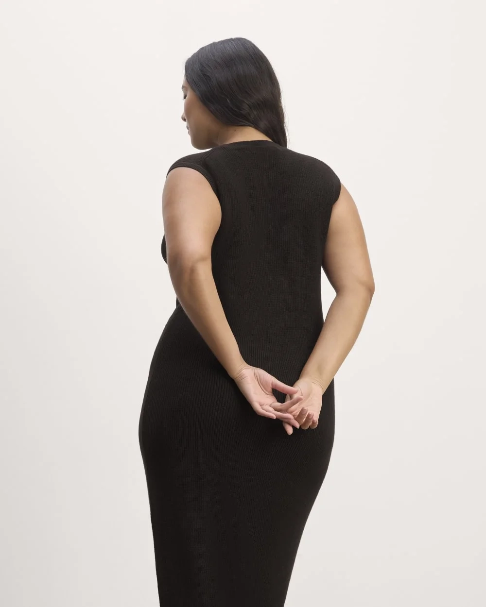The Midi Dress in Everyday Cotton | Black (3)
