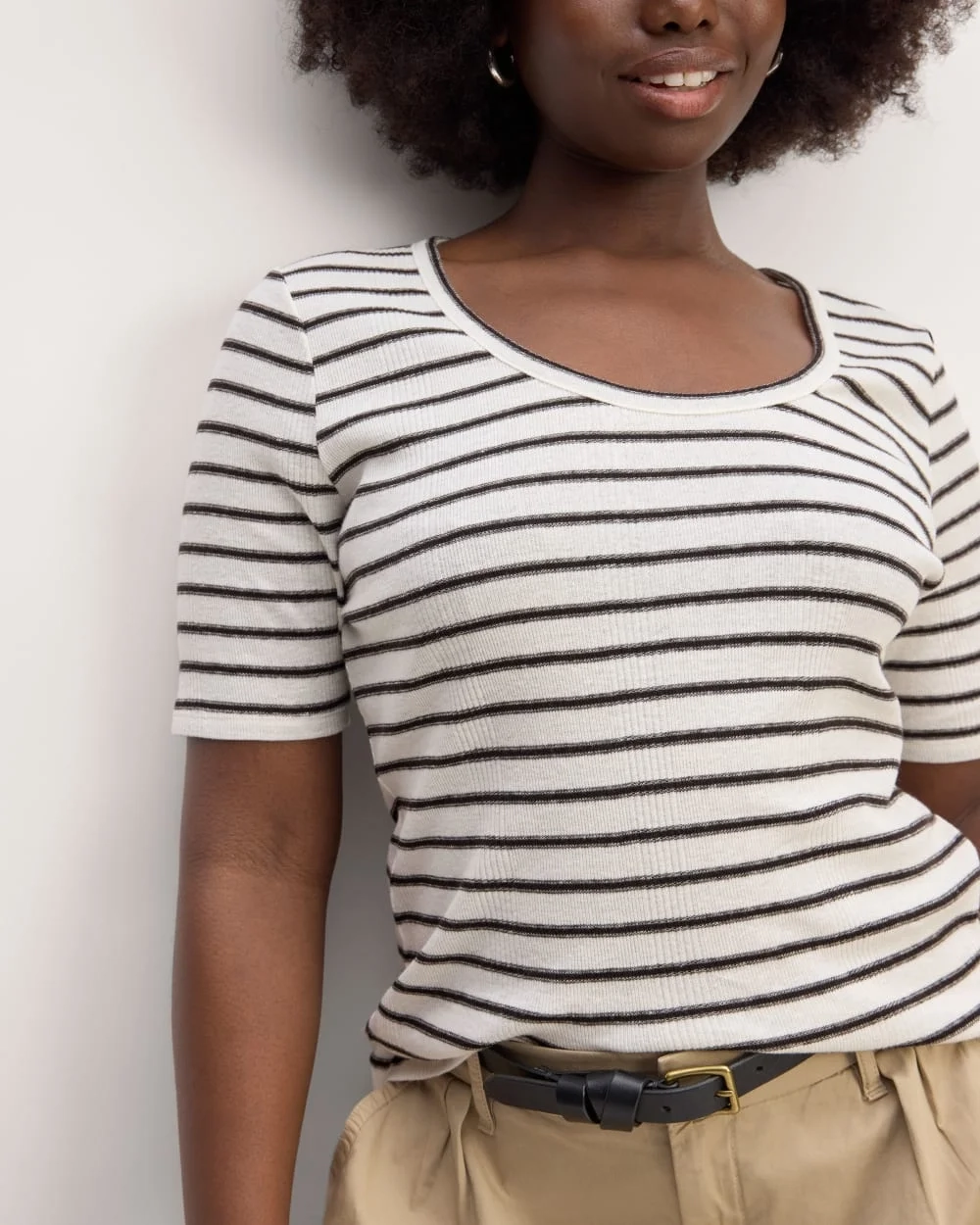 The Vintage Rib Scoop-Neck Top | Bone / Black (4)