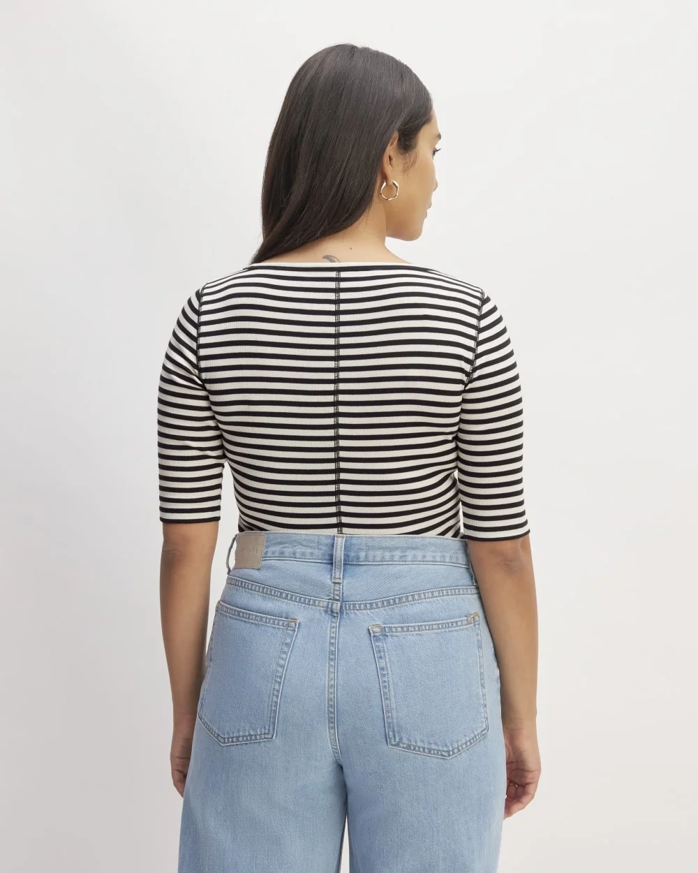 The Luxe Rib Scoop-Neck Tee | Bone / Black (3)