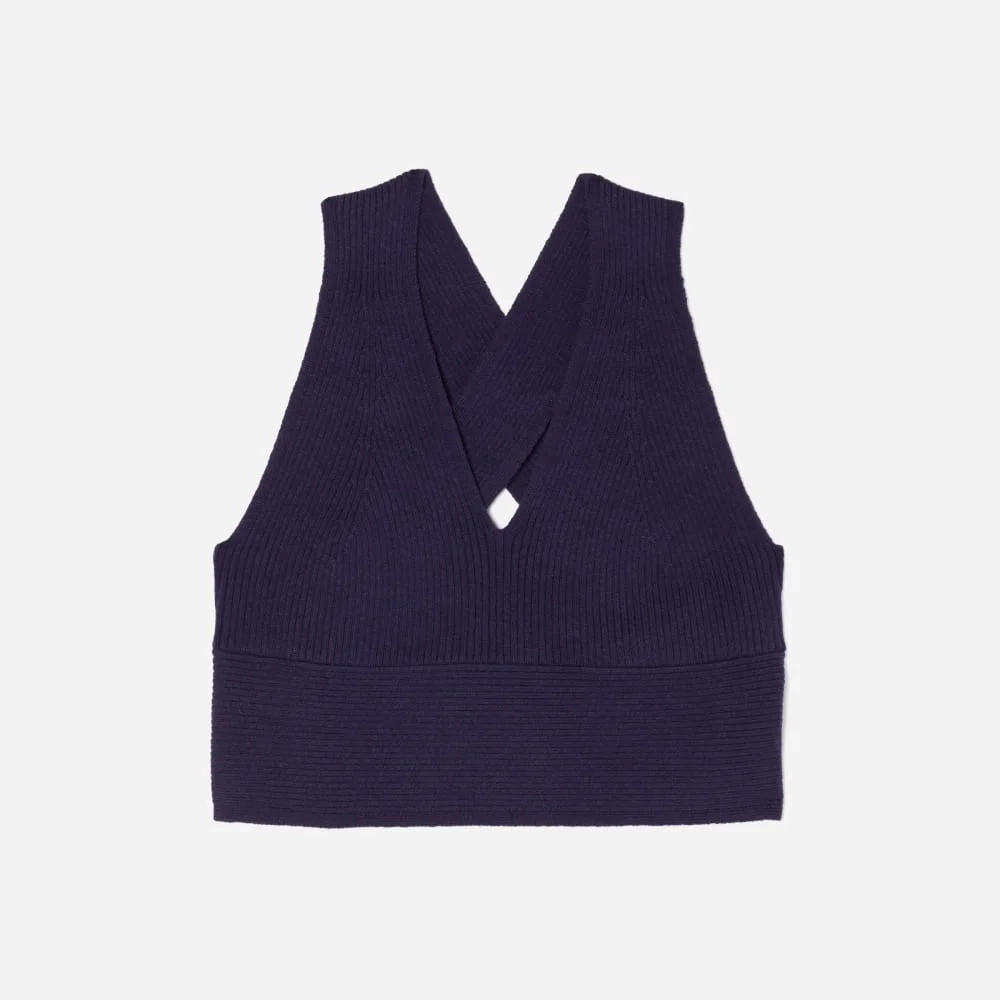 The Cross-Back Cropped Sweater Top | Midnight Blue