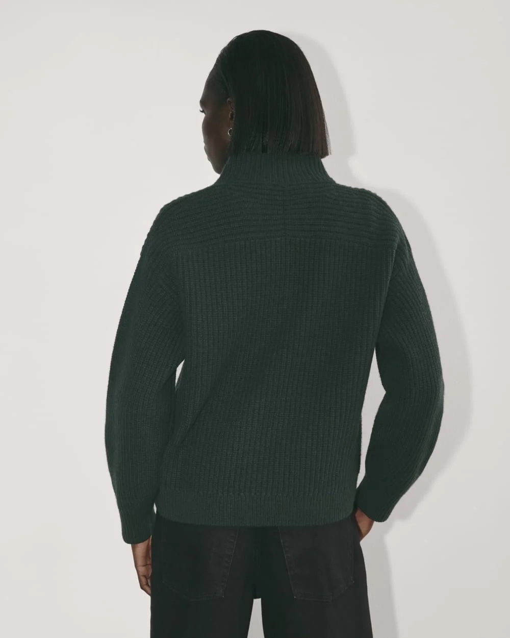The Half-Zip Sweater in Luxe Merino | Heather Scarab Green (3)