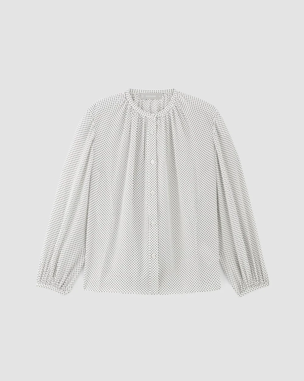 The Washable Clean Silk Shirred Blouse | Bone / Black Polka Dot (6)