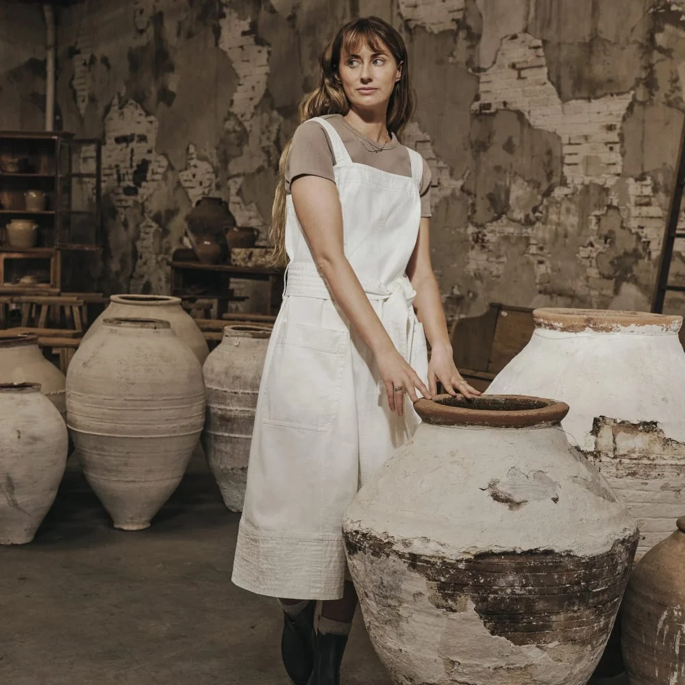 The Organic Cotton Herringbone Dress | Bone (2)