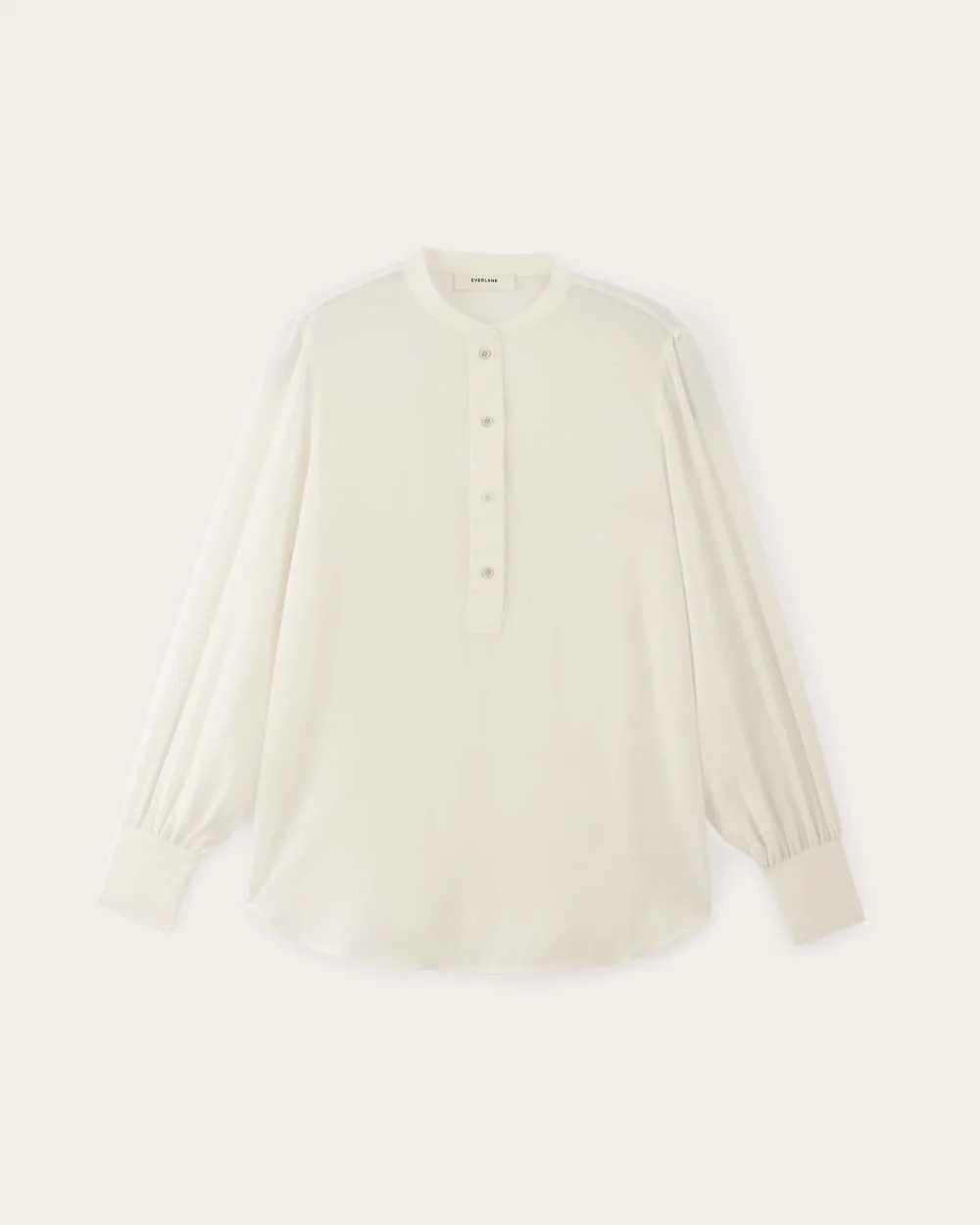 The Henley Shirt in Washable Silk | Off-White (4)