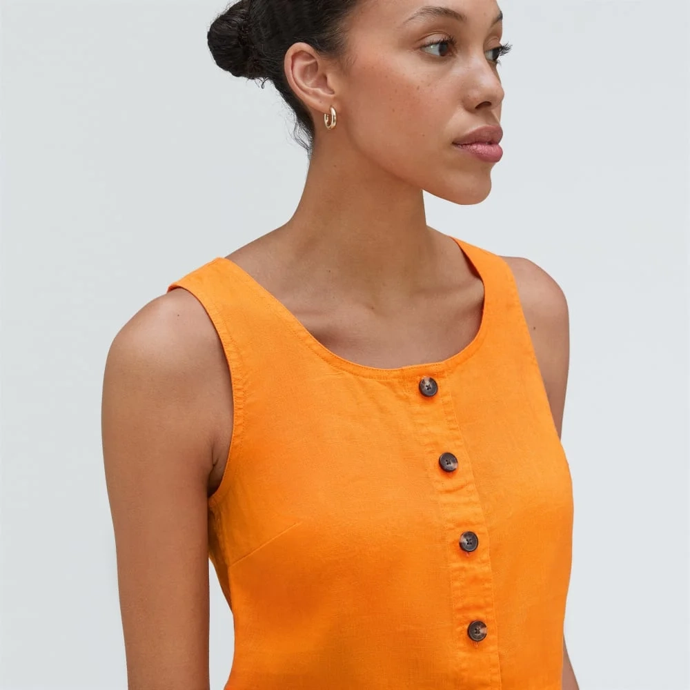The Linen Button-Front Crop Tank | Turmeric (3)