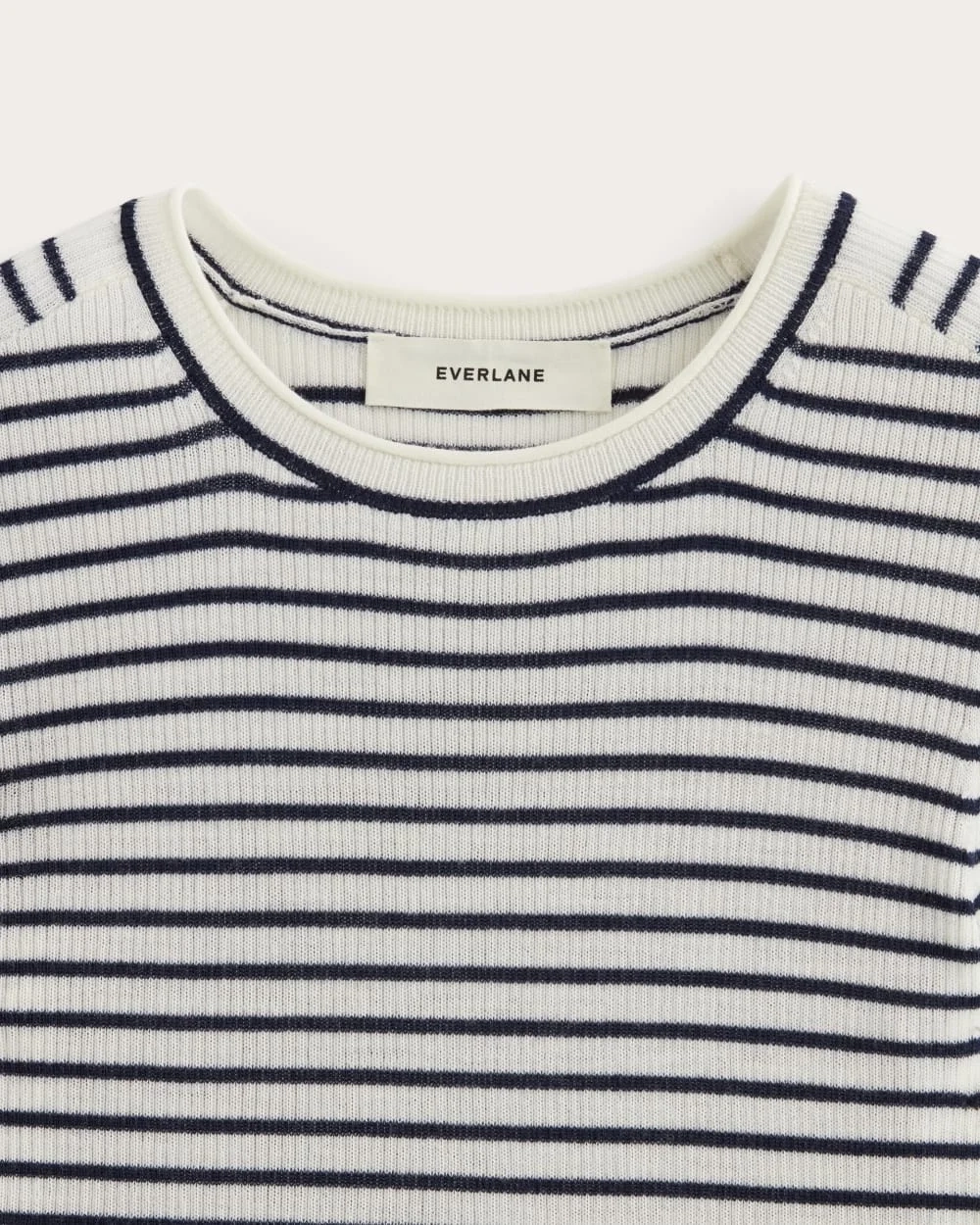 The Sweater Tee in Ultrasoft Merino | Bone/Navy (6)